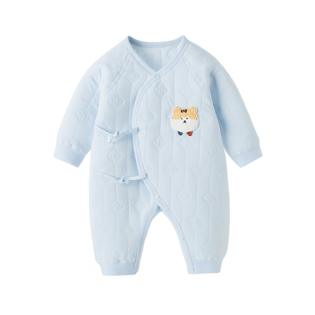 Tiger Embroidery Romper - Blue