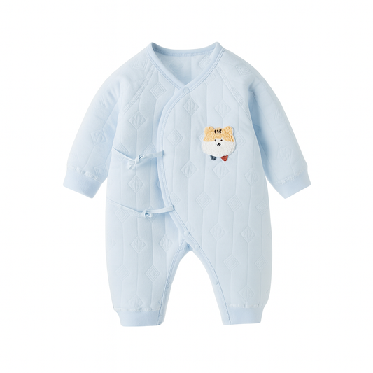 Tiger Embroidery Romper - Blue