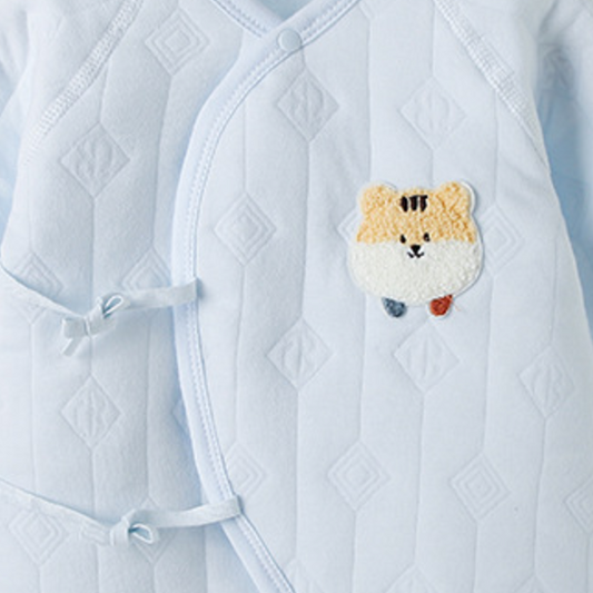 Tiger Embroidery Romper - Blue