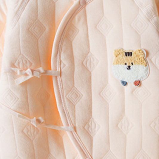 Tiger Embroidery Romper - Peach
