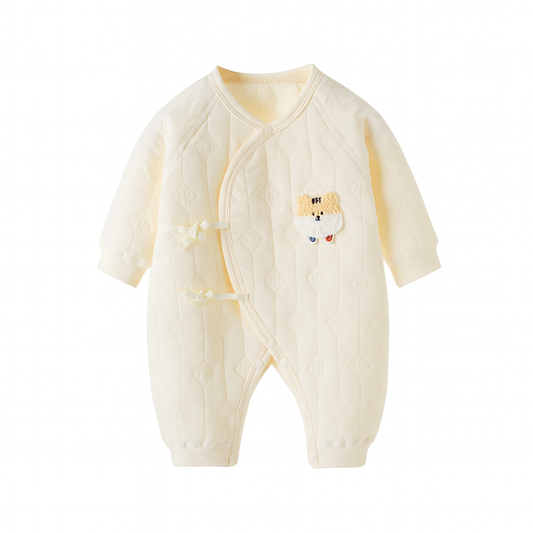 Tiger Embroidery Romper - Yellow