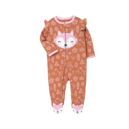 Children's onesie with fox design on a white background