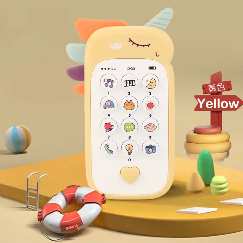 Baby Phone Toy with Music and Teether - Yellow - Lullaby Threads