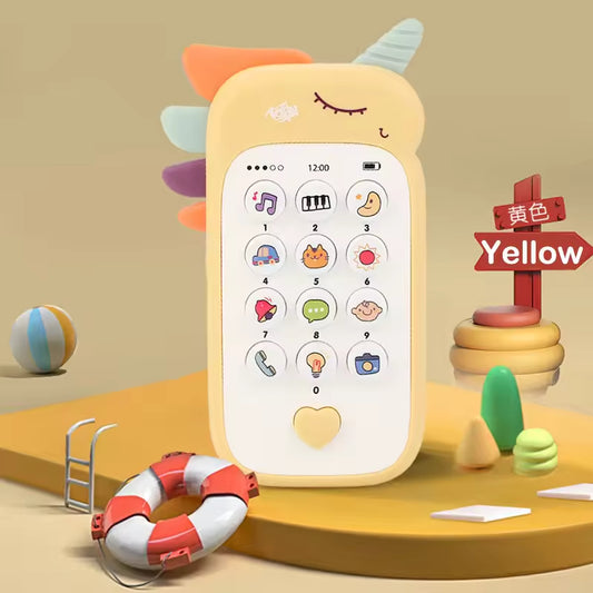 Baby Phone Toy with Music and Teether - Yellow - Lullaby Threads