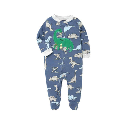 Dino Adventure Footed Sleeper Blue Multi - Baby Boy Romper